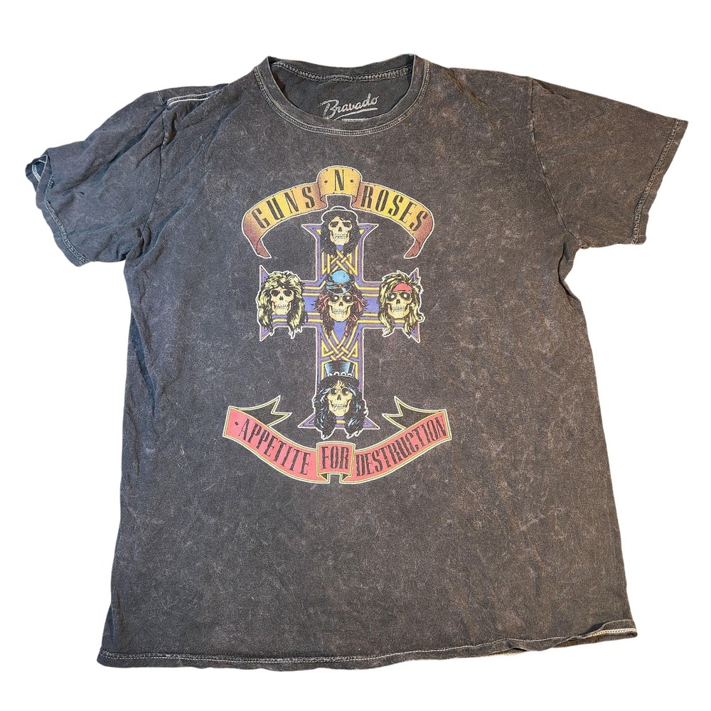 Guns N Roses Shirt Mens Medium Black Appetite For Destruction Band Tee Bravado‎